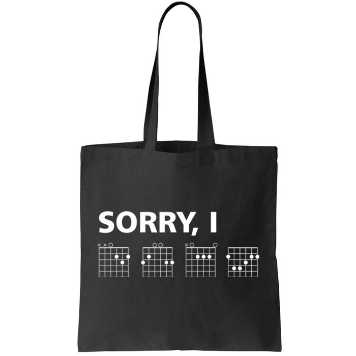 Sorry IDGAF Funny Hidden Message Guitar Chords Tote Bag