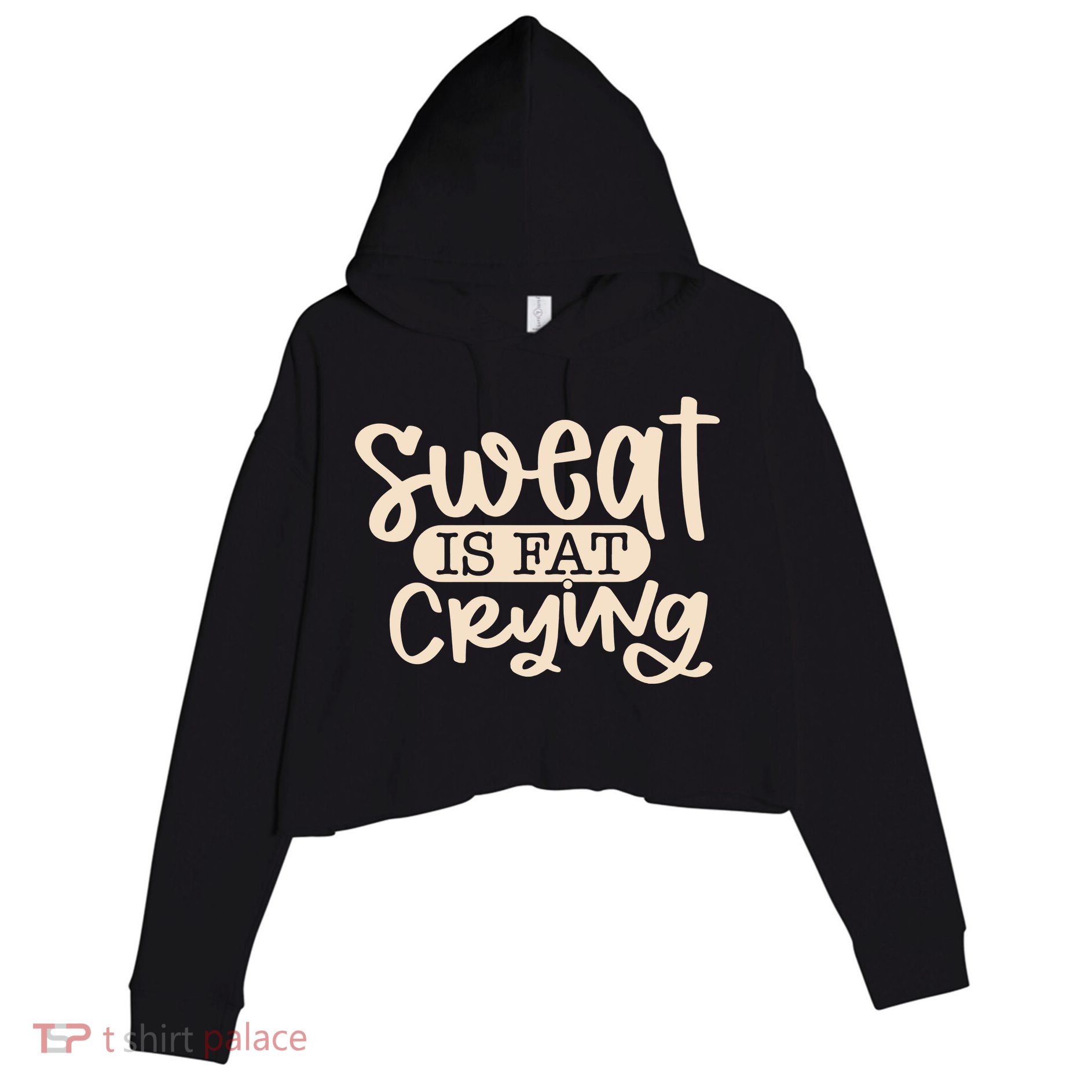 Sweat Is Fat Crying Crop Fleece Hoodie