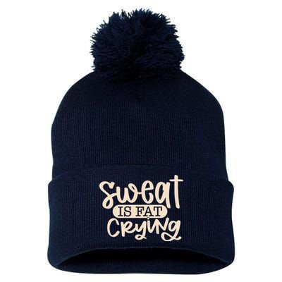 Sweat Is Fat Crying Pom Pom 12in Knit Beanie