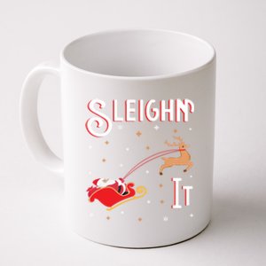 Sleighin It Funny Christmas Pun Sleighing Santa Sleigh Xmas Meaningful Gift Coffee Mug