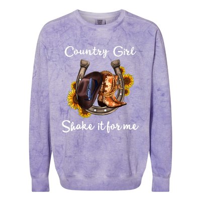 Shakes It For Me Country Music Cowgirl Boots Sunflower Colorblast Crewneck Sweatshirt