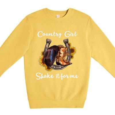 Shakes It For Me Country Music Cowgirl Boots Sunflower Premium Crewneck Sweatshirt