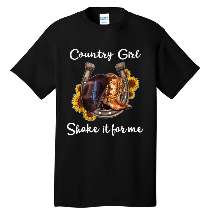 Shakes It For Me Country Music Cowgirl Boots Sunflower Tall T-Shirt