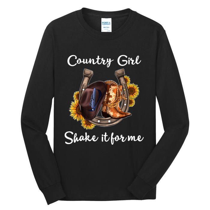 Shakes It For Me Country Music Cowgirl Boots Sunflower Tall Long Sleeve T-Shirt