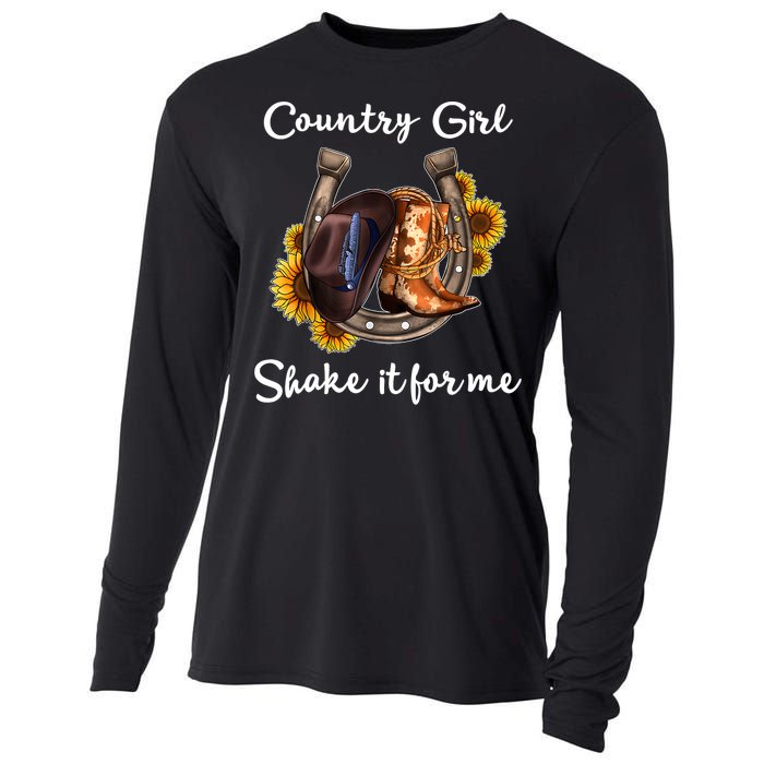 Shakes It For Me Country Music Cowgirl Boots Sunflower Cooling Performance Long Sleeve Crew