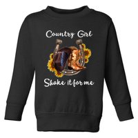 Shakes It For Me Country Music Cowgirl Boots Sunflower Toddler Sweatshirt