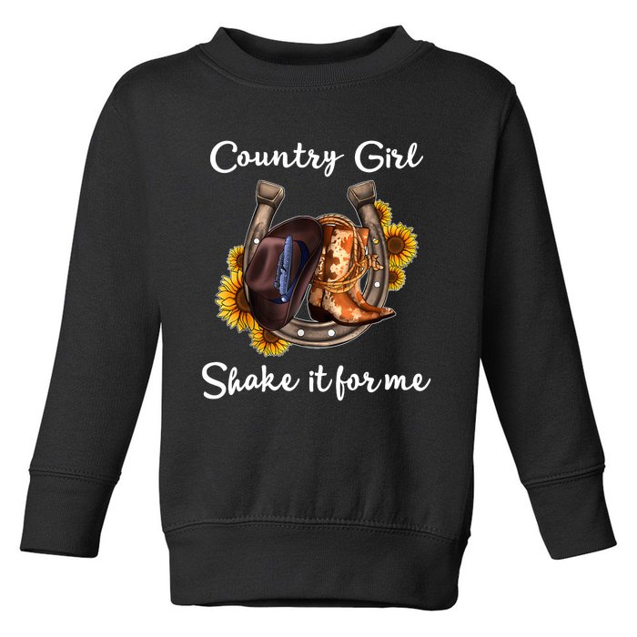 Shakes It For Me Country Music Cowgirl Boots Sunflower Toddler Sweatshirt