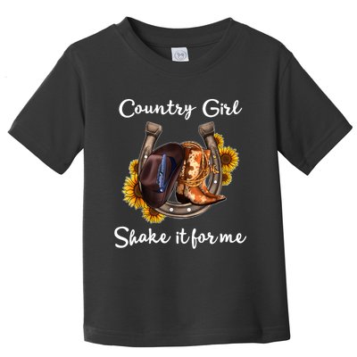 Shakes It For Me Country Music Cowgirl Boots Sunflower Toddler T-Shirt