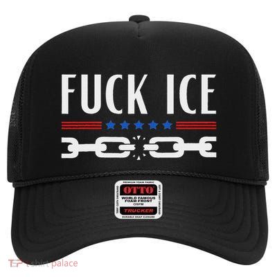 Support Immigrants Fuck Ice High Crown Mesh Back Trucker Hat