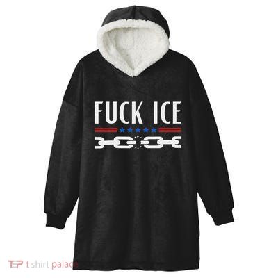 Support Immigrants Fuck Ice Hooded Wearable Blanket