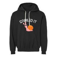 Snailed It Funny Lazy Snail Lover Gift Garment-Dyed Fleece Hoodie