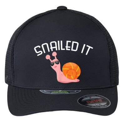 Snailed It Funny Lazy Snail Lover Gift Flexfit Unipanel Trucker Cap
