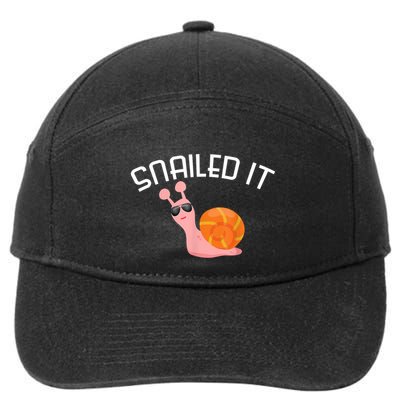Snailed It Funny Lazy Snail Lover Gift 7-Panel Snapback Hat