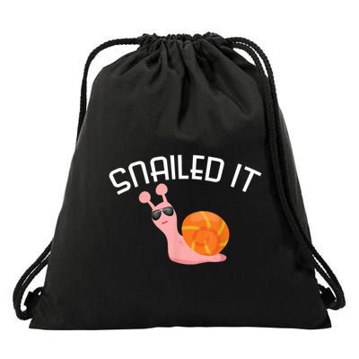 Snailed It Funny Lazy Snail Lover Gift Drawstring Bag