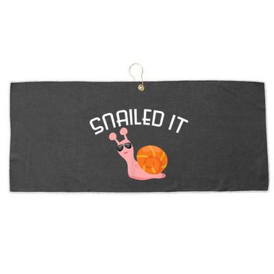 Snailed It Funny Lazy Snail Lover Gift Large Microfiber Waffle Golf Towel