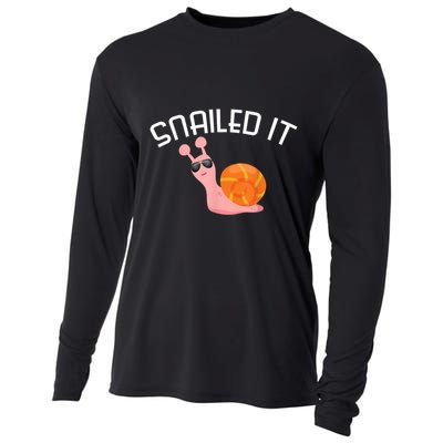 Snailed It Funny Lazy Snail Lover Gift Cooling Performance Long Sleeve Crew