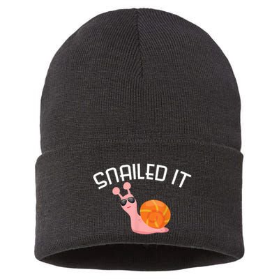 Snailed It Funny Lazy Snail Lover Gift Sustainable Knit Beanie