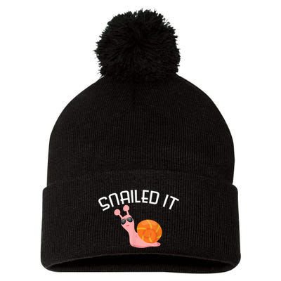 Snailed It Funny Lazy Snail Lover Gift Pom Pom 12in Knit Beanie