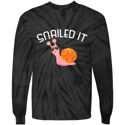 Snailed It Funny Lazy Snail Lover Gift Tie-Dye Long Sleeve Shirt