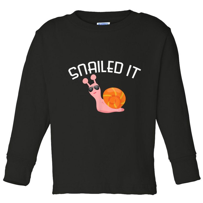 Snailed It Funny Lazy Snail Lover Gift Toddler Long Sleeve Shirt