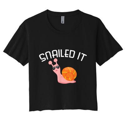 Snailed It Funny Lazy Snail Lover Gift Crop Top