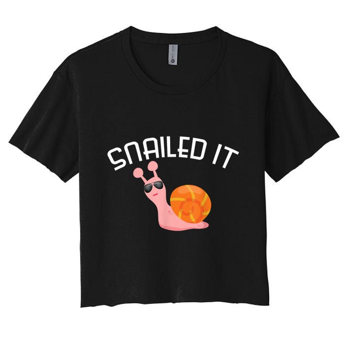 Snailed It Funny Lazy Snail Lover Gift Crop Top
