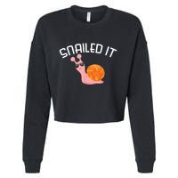 Snailed It Funny Lazy Snail Lover Gift Cropped Pullover Crew