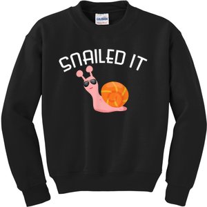 Snailed It Funny Lazy Snail Lover Gift Kids Sweatshirt