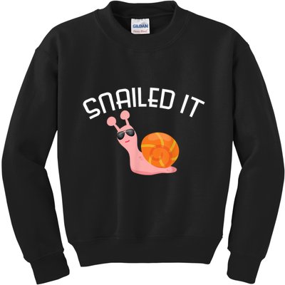 Snailed It Funny Lazy Snail Lover Gift Kids Sweatshirt