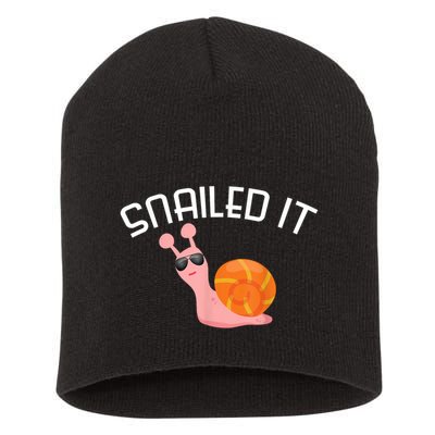Snailed It Funny Lazy Snail Lover Gift Short Acrylic Beanie