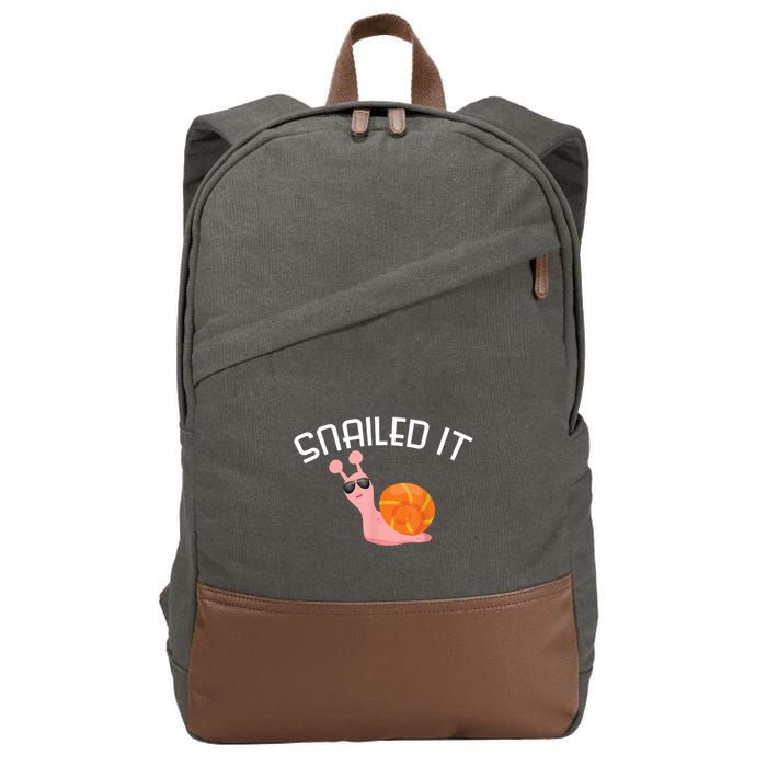 Snailed It Funny Lazy Snail Lover Gift Cotton Canvas Backpack