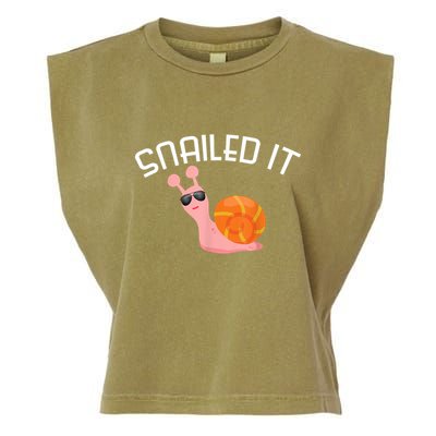 Snailed It Funny Lazy Snail Lover Gift Garment-Dyed Women's Muscle Tee