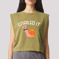 Snailed It Funny Lazy Snail Lover Gift Garment-Dyed Women's Muscle Tee