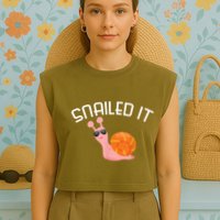 Snailed It Funny Lazy Snail Lover Gift Garment-Dyed Women's Muscle Tee