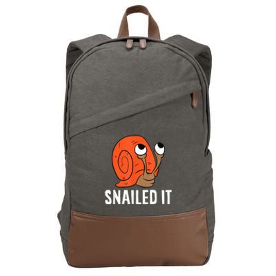 Snailed It Funny Snails Snail Lovers Cotton Canvas Backpack