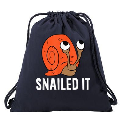 Snailed It Funny Snails Snail Lovers Drawstring Bag