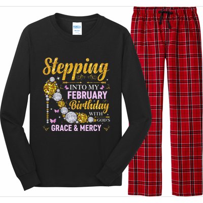 Stepping Into February Birthday With Gods Grace And Mercy Long Sleeve Pajama Set