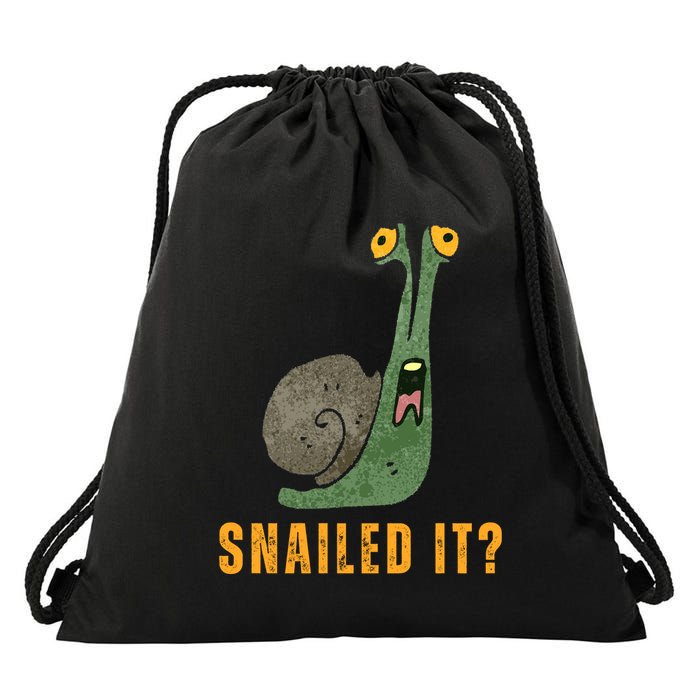 Snailed It Funny Snails Snail Lovers Drawstring Bag