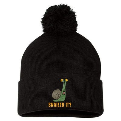 Snailed It Funny Snails Snail Lovers Pom Pom 12in Knit Beanie