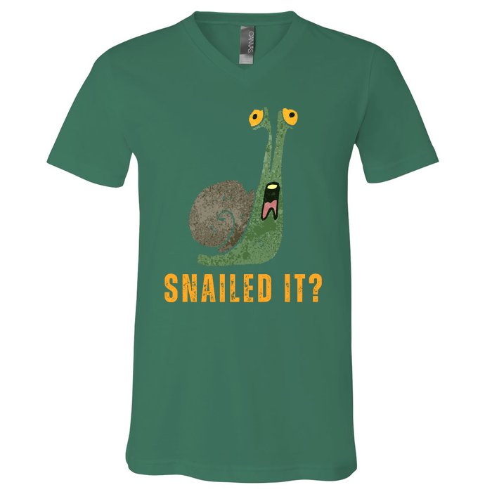 Snailed It Funny Snails Snail Lovers V-Neck T-Shirt