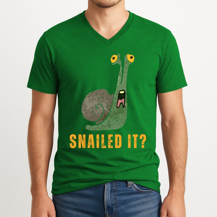 Snailed It Funny Snails Snail Lovers V-Neck T-Shirt