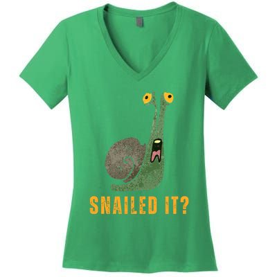 Snailed It Funny Snails Snail Lovers Women's V-Neck T-Shirt