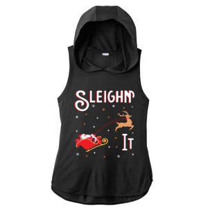 Sleighin It Funny Christmas Pun Sleighing Santa Sleigh Xmas Gift Ladies PosiCharge Tri-Blend Wicking Draft Hoodie Tank