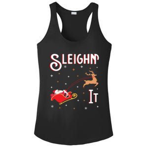 Sleighin It Funny Christmas Pun Sleighing Santa Sleigh Xmas Gift Ladies PosiCharge Competitor Racerback Tank