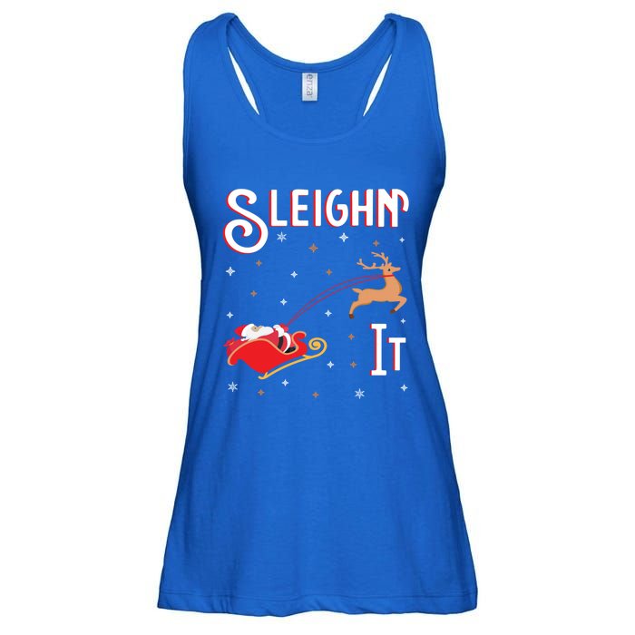 Sleighin It Funny Christmas Pun Sleighing Santa Sleigh Xmas Gift Ladies Essential Flowy Tank