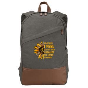 Sometimes I Feel Old My Sister Is Older Sunflower Leopard Cotton Canvas Backpack