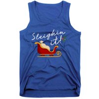 Sleighin It Funny Christmas Pun Sleighing Santa Sleigh Xmas Gift Tank Top