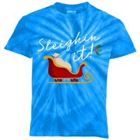 Sleighin It Funny Christmas Pun Sleighing Santa Sleigh Xmas Gift Kids Tie-Dye T-Shirt