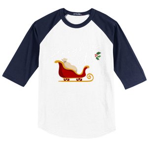 Sleighin It Funny Christmas Pun Sleighing Santa Sleigh Xmas Gift Baseball Sleeve Shirt