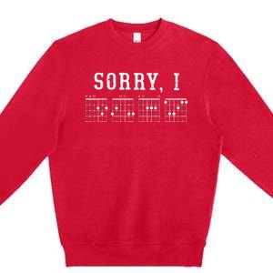 Sorry I-DGAF Funny Hidden Message Guitar Chords For Lover Premium Crewneck Sweatshirt